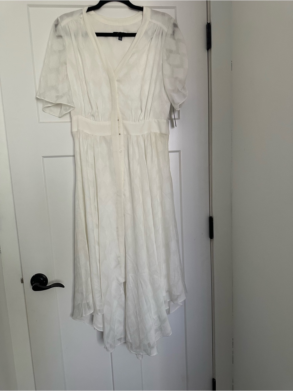 Flowing White V-Neck High-Low Dress